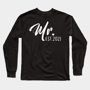 Mr Est 2021 Gift for Couples Wedding Anniversary Newlywed Matching Long Sleeve T-Shirt